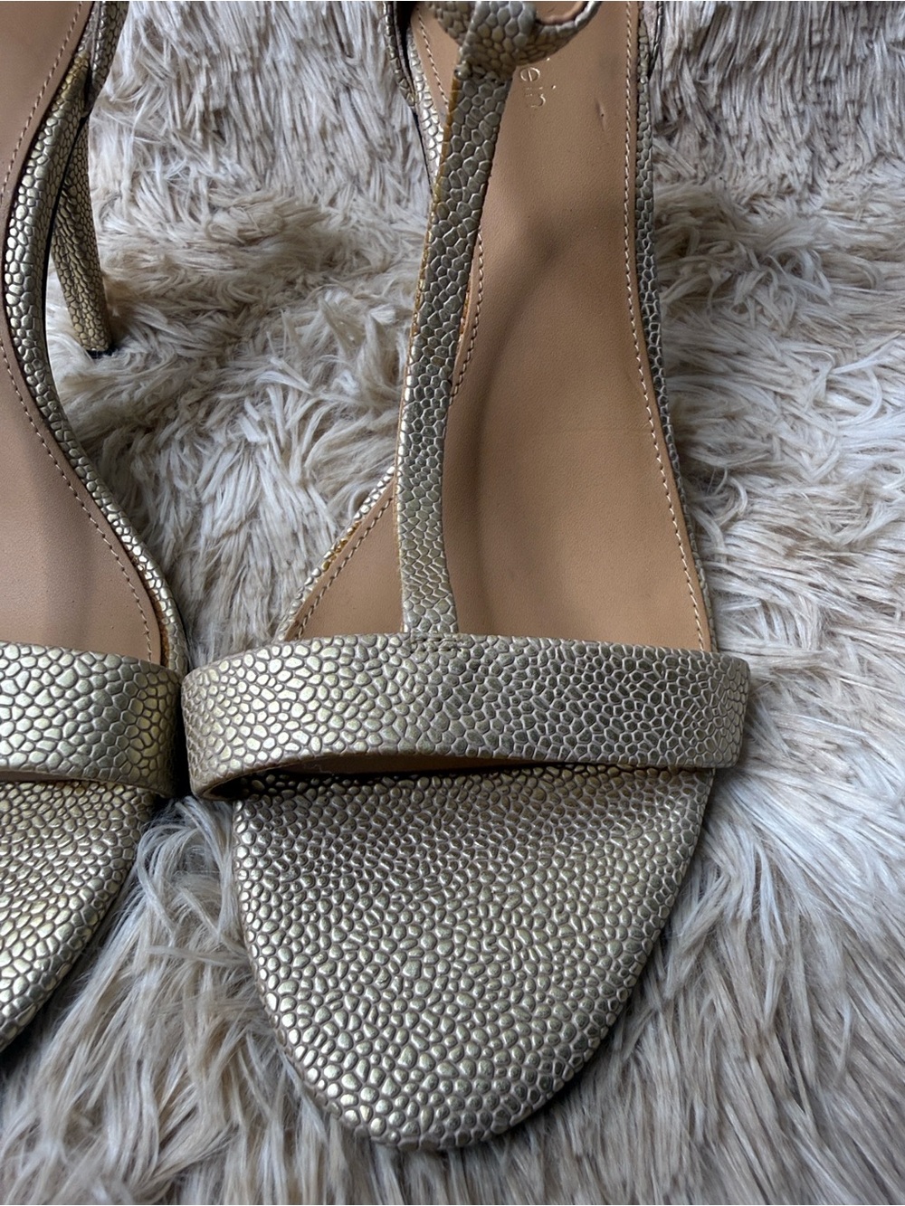 NWT CALVIN KLEIN Gold T-Strap High Heel Sandals - Picture 7 of 12
